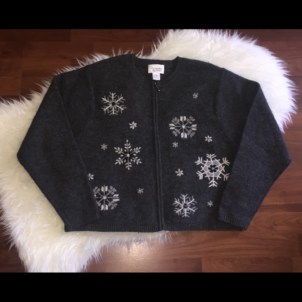 Christopher & Banks size M zipup sweater 100% wool